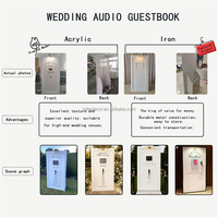 MILE Accessoires de fête de mariage, toile de fond en métal blanc pour livre d'or audio et vidéo avec microphone