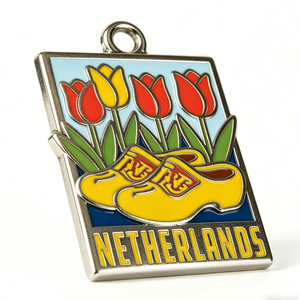 Netherlands Tulip and <b>Clogs</b> Metal Pin Souvenir Charm Rectangle Hard Enamel Zinc Alloy Gold Plated - Product Image 4