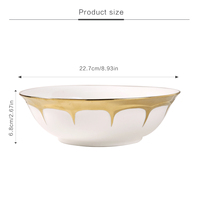 Service de vaisselle vente en gros, blanc avec bordure dorée, bol à soupe en céramique, assiette, bol, service de vaisselle en porcelaine de luxe, vaisselle