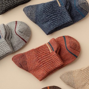 Men's Terry Cloth Athletic Socks Cotton Thickened Warm Mid Calf Basketball Sports Socks Coffee Khaki Light Gray Brick Red Navy - Product Image 3