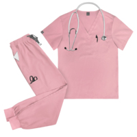 NIAAHINN Ensemble de Blouse Médicale Unisexe Col en V Extensible Multi-Poches Uniforme d'Infirmière Pantalon à Cordon Logo Personnalisé Fabricant Grossiste