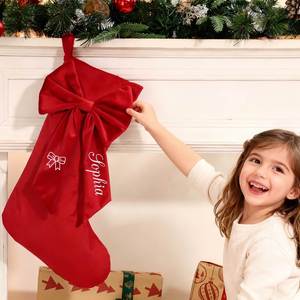 Chaussette de Noël personnalisée, chaussette de Noël brodée avec le nom pour la cheminée, décorations de fête de Noël - Product Image 2