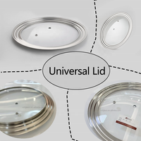 Couvercle universel en verre trempé pour ustensiles de cuisine, avec manchon de couleur/Banderol et bouton pour poêle à frire