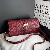 Sac bandoulière en cuir PU tissé pour femme, grande capacité, avec fermoir métallique