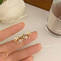 Boucles d'oreilles fleur d'été pour femmes Bijoux en alliage plaqué or avec zircon Accessoire de mode tendance pour les anniversaires