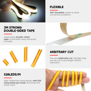 شريط إضاءة <span class=keywords><strong>LED</strong></span> قابل للقص 12 فولت فائق السطوع 528 مصباح/متر ذاتي اللصق مرن لتزيين التلفاز والمنزل IP20 بأطوال 0.5 متر و5 أمتار و10 أمتار - Product Image 6