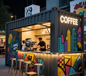 Tienda Contenedor Comercial Contemporánea Personalizable <span class=keywords><strong>para</strong></span> Exteriores, Cafetería Móvil, Panel Sándwich de Acero <span class=keywords><strong>para</strong></span> Tiendas de Café y Snacks - Product Image 4