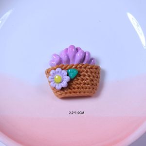 Vente en gros de breloques en résine panier de fleurs succulentes breloques minces boucles d'oreilles bricolage coque de téléphone décoration pendentif épingle à cheveux peut ajouter un crochet - Product Image 4