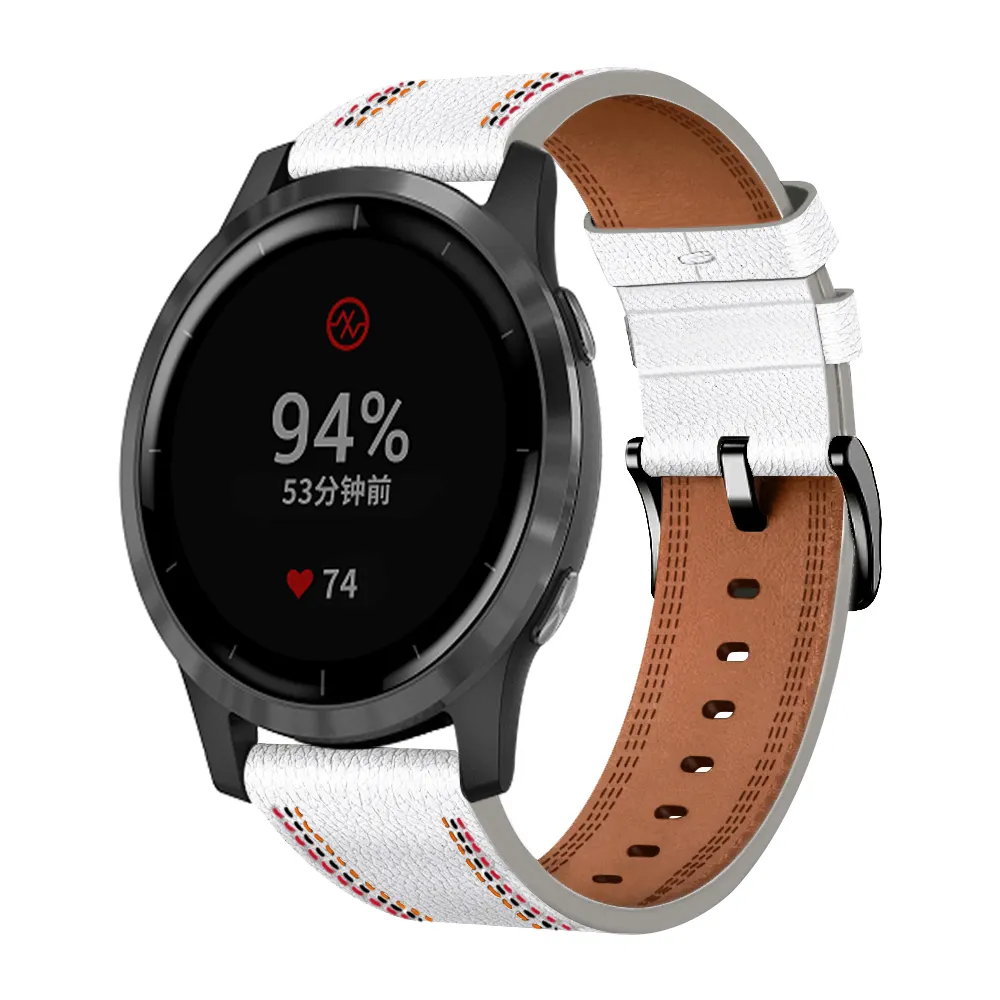 For Garmin Active Plus Size Tri-Color Stitch Leather Strap 22mm Huawei Gt2 46mm Leather Strap