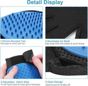 Gants de toilettage 2-en-1 en silicone pour animaux de compagnie : éliminateur de poils à cinq doigts, brosse de nettoyage et de bain pour chats – Vente chaude - Product Image 3