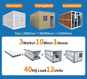 Maison pliante de type Z, isolée, coupe-vent et imperméable, 2 chambres avec cuisine et salle de bain, structure en acier, montage rapide pour la famille - Product Image 2