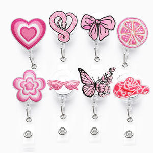 Haute qualité brodé rose série Phase positive lettre bon travail rester positif support Badge bobine rétractable - Product Image 4