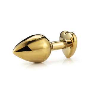 Jouets sexuels pour femmes, plug anal en cristal en forme de cœur doré, couleur personnalisée, bijou anal en métal - Product Image 5