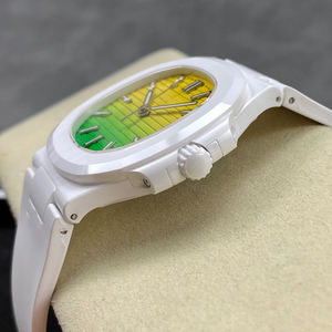 Reloj de Pulsera de Cerámica Premium para Hombre 2026, Caja Octogonal de 40 mm, Esfera con Degradado Amarillo-Verde, Visualización de Fecha, Resistente al Agua, Reloj de Lujo - Product Image 3