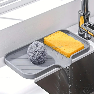 Hot Sale Silicone Soap <b>Drain</b> Mat Kitchen Soap Tray <b>Bathroom</b> Sponge Holder <b>Drain</b> Kitchen Silicone Soap Tray Box <b>Drain</b> - Product Image 1