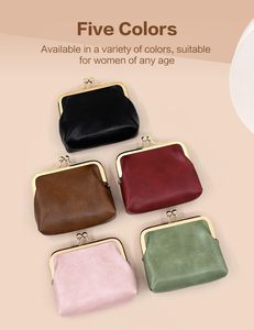 Monedero vintage de piel sintética con diseño de caramelo, doble compartimento desmontable, llavero de muñeca, cartera con <span class=keywords><strong>bolsillo</strong></span> abierto, mini bolso con forro de poliéster y cierre de beso. - Product Image 5