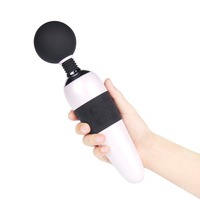 Damen-Masturbator „Second Tide“ mit großem Kopf und starkem Vibrationsgefühl – AV-Massagestab in Rosarot/Schwarz/Lila aus Latex mit 7 Vibrationsstufen