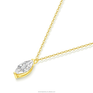 จี้เพชรโมอิสซาไนต์ทรงมาร์คีส์ 0.8 กะรัต ทองคำแท้ 18K AU750  แบบสั่งทำพิเศษ สีเหลือง/ขาว/โรสโกลด์ - Product Image 5