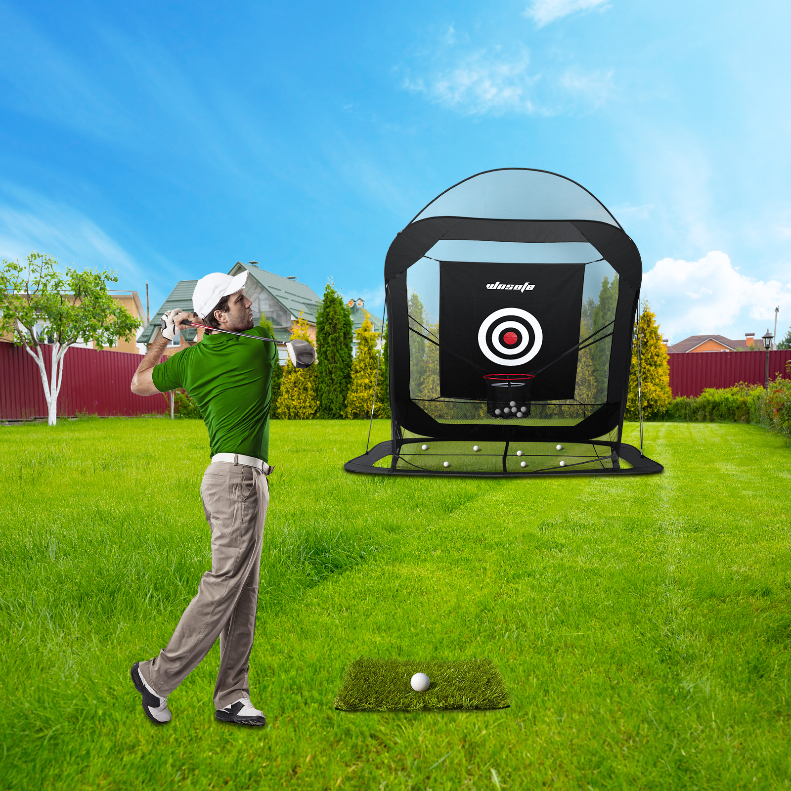 Backyard Driving Indoor and Outdoor Portable  Practice Net Automatic Ball Return System Target Sheet Golf Net