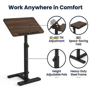 <strong>Foldable</strong> Height Adjustable Over Bed Table 0-60&deg; Tilt Laptop <strong>Desk</strong> Beside Table for Bed Sofa Home <strong>Office</strong> Eco Wood - Product Image 5