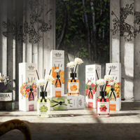 Diffuseur d'huiles essentielles aromatiques de luxe 120 ml, forme florale DIY, avec bouteille en verre céramique et bois à longue durée de vie