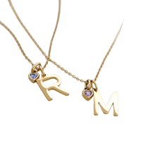 Collier pendentif bricolage en forme de coeur en acier au titane avec douze pierres de naissance nom gravé personnalisé lettre de famille et accessoires de coeur