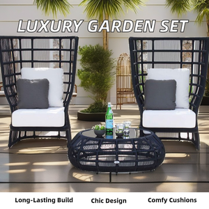Modern Luxury Hotel Villa Aluminum Frame PE Rattan <strong>High</strong> <strong>Back</strong> Patio Lounge Dining <strong>Garden</strong> <strong>Chairs</strong> Outdoor Furniture Set - Product Image 3