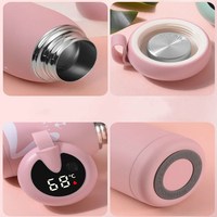 Mini termo de dibujos animados de 300ml, termo inteligente con pantalla Digital de temperatura, botella de agua de acero inoxidable, frasco al vacío, taza de café y leche