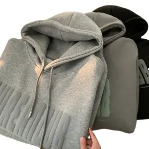 Bó Puff In Pháp Terry Áo Lưới Mock Cổ Hoodies Phụ Nữ