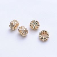 Lot de 20 perles entretoises en laiton plaqué or 18 carats avec grand trou et zircon cubique, pour la fabrication de bracelets et colliers DIY