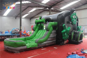 บ้านลมเป่าลมสำหรับฮาโลวีนพร้อมสไลเดอร์และสระน้ำ บ้านเด้งดึ๋งพร้อมแทรมโพลีน - Product Image 6