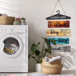 5 pièces buanderie règles Plaque lavage sec pli répéter panneau en bois Vintage rustique ferme suspendus décoration murale - Product Image 2