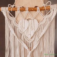Décoration murale moderne en macramé OEM avec feuille, en cordon tressé 100% coton, pour l'aménagement intérieur, Anniversaire Vietnam