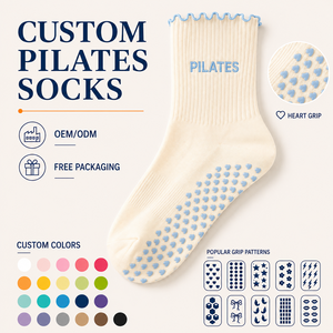 <b>Custom</b> Logo <b>Grip</b> <b>Socks</b> Women Cotton Crew <b>Socks</b> Wholesale Yoga Pilates Athletic Sports <b>Socks</b> OEM - Product Image 1