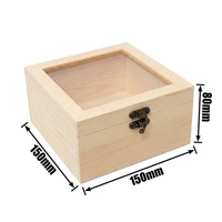 Boîte en pin brut Landy avec couvercle en verre pour loisirs créatifs, rangement de souvenirs, présentoir à bijoux, emballage en gros