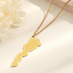 Collar con Colgante <span class=keywords><strong>de</strong></span> <span class=keywords><strong>Mapa</strong></span> <span class=keywords><strong>de</strong></span> <span class=keywords><strong>Marruecos</strong></span> <span class=keywords><strong>de</strong></span> Inspire Jewelry con Verso Árabe Famoso, Joyería <span class=keywords><strong>de</strong></span> Alta Calidad, Acero Inoxidable Chapado en Oro, Islam - Product Image 1