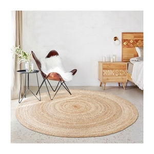 <span class=keywords><strong>Tappeto</strong></span> in Iuta Naturale <span class=keywords><strong>Marrone</strong></span>, Tappeti Rotondi Intrecciati in Iuta - Product Image 6