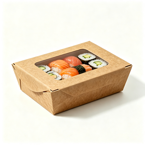 Scatole Monouso in Carta Kraft con Finestra per Cibo da Asporto, Pollo Fritto, Hamburger, <span class=keywords><strong>Pasticceria</strong></span>, Catering, Consegna <span class=keywords><strong>a</strong></span> <span class=keywords><strong>Domicilio</strong></span>, Confezioni per Asporto - Product Image 3