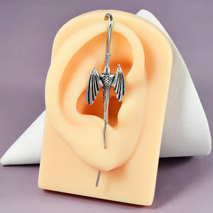 Cruz de acero inoxidable Tigre gancho oreja brazalete pendientes largos Punk ala oreja lóbulo caracola cartílago Tragus Helix Piercing joyería - Product Image 5