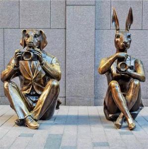 Petit jardin en plein air <span class=keywords><strong>grandeur</strong></span> <span class=keywords><strong>nature</strong></span> lapin sculpture en bronze - Product Image 6