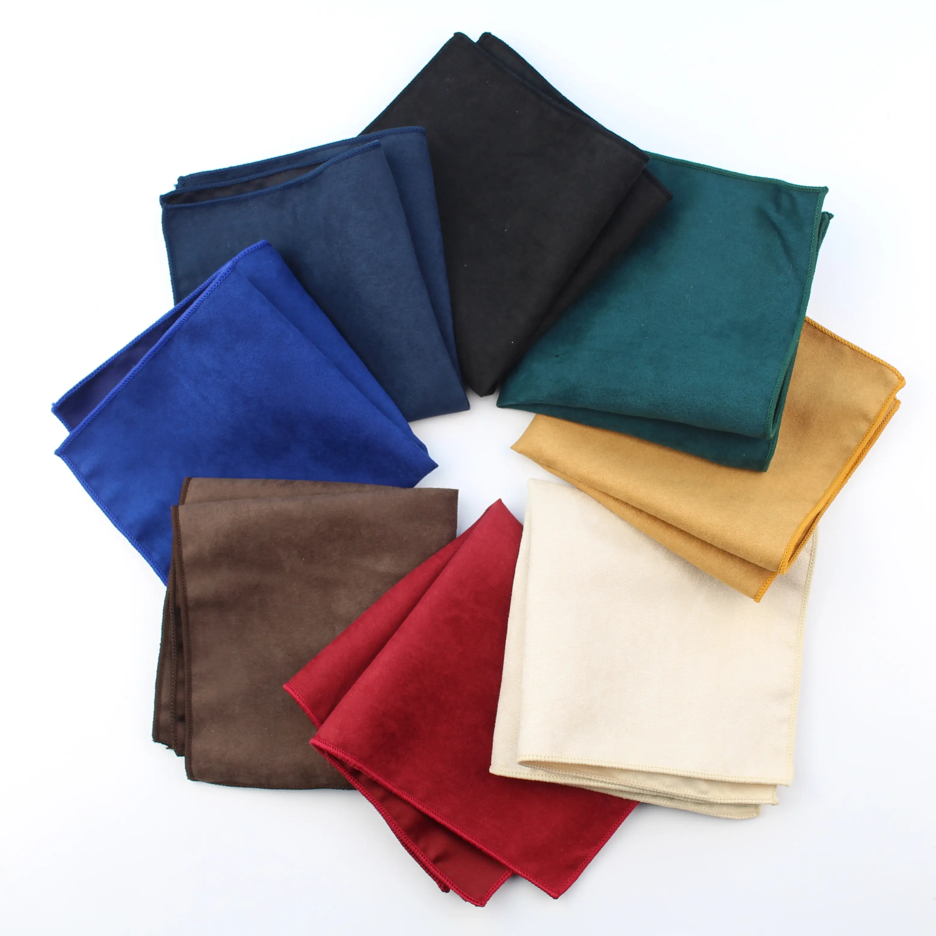 Two Sides Solid Micro Suede Handkerchief Groom Leather Mens Plaid Soft Scarves For Men Hankies Pocket Square Male Handkerchiefs