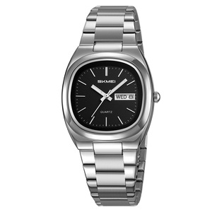 Skmei Quartz Watch Men's Gold Stainless Steel Band Oval Dial 35.5mm Water Resistant Calendar Business Style - Product Image 4