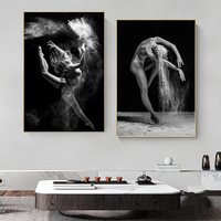 Peinture sur toile de danseuse de ballet noir et blanc, pose de ballerine élégante, affiche imprimée, image d'art murale pour la décoration intérieure