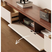 Ensemble meuble TV et table basse en bois massif - Nouvelle unité de rangement intégrée pour le salon - Nouveau meuble de sol