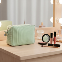 Sac à cosmétiques à rayures personnalisé avec fermeture éclair, sac à cosmétiques rayé en polyester pour voyage, sacs et étuis à maquillage avec fermeture éclair