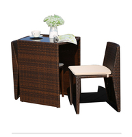Ensemble table et chaises de salle à manger d'extérieur en rotin moderne, finition résistante à la pluie, garantie 2 ans, idéal pour salon, hôtel, cour, parc