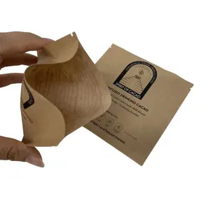 Custom Heat Sealing Compostable Sample Packets Brown Kraft Paper Dry Powder Loose Leaf Tea Flat Bags PLA Biodegradable Sachets