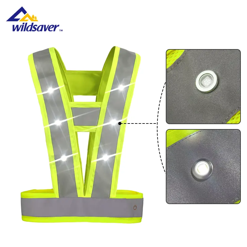 Chaleco de seguridad reflectante personalizado para correr, ciclismo con luces, Led, advertencia, gran oferta, venta al por mayor