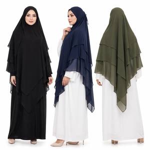 Nuovo Khimar 2026 a Due Strati Davanti e Tre Strati Dietro in Chiffon Fluido, Vestibilità Comoda e Copertura Totale |   Hijab Istantaneo One Piece, Khimar <span class=keywords><strong>da</strong></span> Preghiera per Donne - Product Image 1