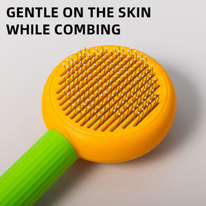 Cepillo de Aseo para <span class=keywords><strong>Gatos</strong></span> de Acero Inoxidable y Plástico de un Solo Toque, para Pelo Largo/Corto, Masajea y Limpia Suavemente el Pelo Suelto - Product Image 2